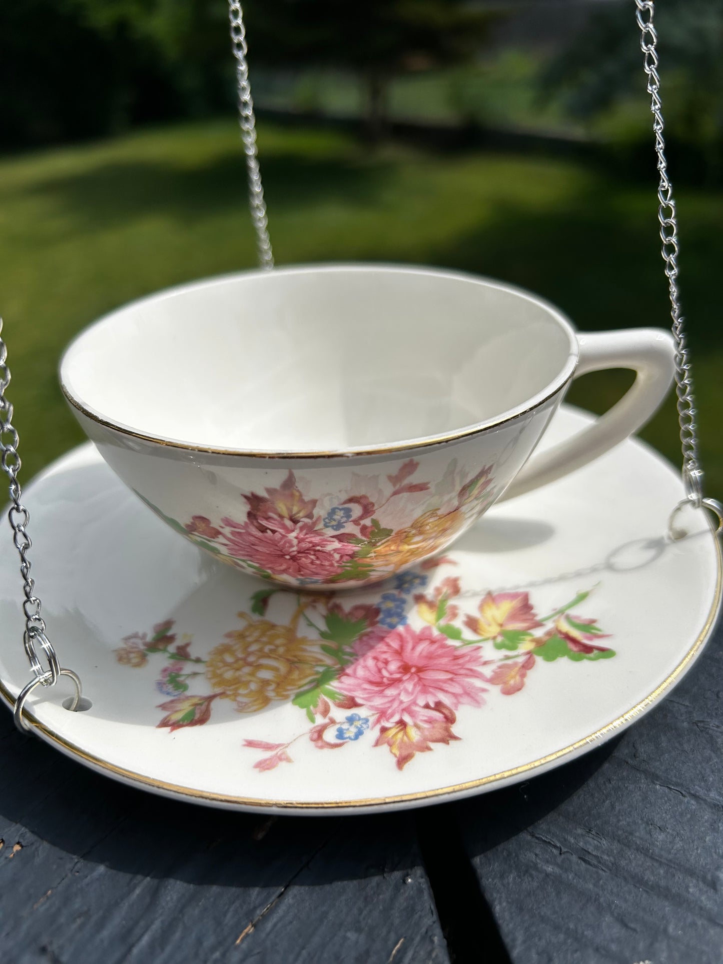 Vintage Tea Cup Bird Feeder- Celtic Knot
